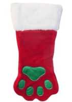 A dog's Christmas stocking with pawprint design Christmas paw print dog stocking