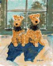 portrait of two airedales two airedales painting