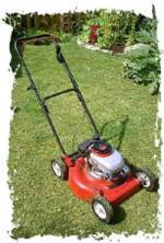 lawnmower on backyard grass