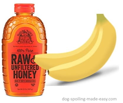 honey container next to some bananas