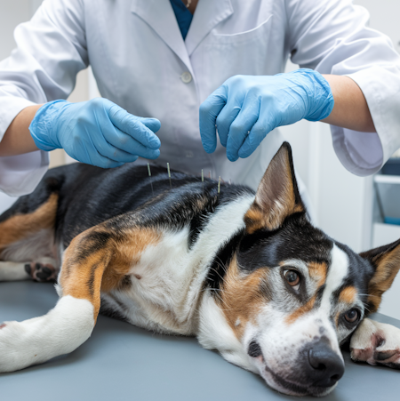 dog undergoing acupuncture