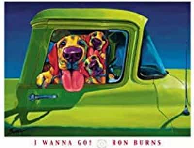 dogs in car art print