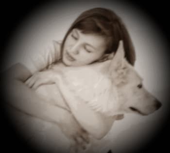 oder dog being held by a woman