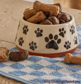peanut butter dog treats in a bowl